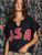 Black 'USA' Graphic Oversized Top