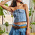 Smocked Denim Corset Top