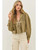 Soft Linen Smocked Babydoll Open Front Blouse with Bow - Lt. Olive