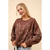 Western Boots Stitch Pullover Sweatshirt - Brown