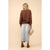 Western Boots Stitch Pullover Sweatshirt - Brown