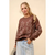 Western Boots Stitch Pullover Sweatshirt - Brown