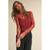 Long Sleeve Lace Fabric with Lining Insert Top - Wine