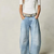Slouchy Curved Leg Shape Barrel Jeans - LIGHT BLUE