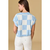 Hannah Loose Fit Checker Knit Top - Blue