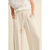 Cotton Linen Smocked Waist Pants with Tassel - Oatmeal