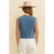 Denim Embroidery Design On Front Crop Vest - Denim Blue