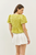 Pistachio - Bubble Babydoll Blouse with Textured Fabric and Contrast Bow
