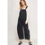 Black Denim Barrel Overall Jumpsuits