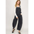 Black Denim Barrel Overall Jumpsuits