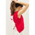 Sweater Vest Top with Back Contrast Bow Tie Details - Red