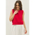 Sweater Vest Top with Back Contrast Bow Tie Details - Red