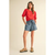 Puff Short Sleeve Button Down Knit Cardigan - Red