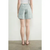 Vintage Washed Barrel Denim Shorts W/Grommet Waist - DENIM STRIPES