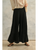Wide Leg Ruffled Bottom Detail Pants - BLACK