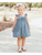 Girls Light Wash Denim Flutter Bow Woven Dress