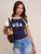 Cap Sleeve USA Baby Tee - Navy