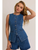Button Front Sleeveless Denim Top