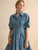 Chambray Denim Button Front w/ Pleat Detail Dress - Denim