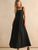 Stitch Front Pleated Detail Dress - Black