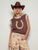 Western Horseshoe Crochet Knit Ribbed Trim Sweater Vest - BROWN