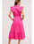 Shoulder Ruffle Button-Down Midi Dress - PINK