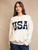 "USA" Contrast Long Sleeve Crewneck Oversized Swatshirt