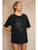 Washed Tee with Western Line Stitch - BLACK