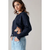 Western Horse Graphic Ribbed Trim Crew Neck Cardigan - NAVY