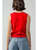 Relaxed Button-Front Knit Sleeveless Top - RED