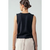 Relaxed Button-Front Knit Sleeveless Top - BLACK