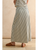 Button Front Striped Long Skirt - Cream/Navy