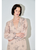 Cowboy Print Deep V-Neck Long Sleeve Midi Dress - TAUPE MULTI