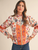 Exclusive Floral Border Print Top with Floral Trim - IVORY MULTI