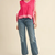 V Neck Side Tying Sweater Vest - FUCHSIA IVORY