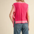 V Neck Side Tying Sweater Vest - FUCHSIA IVORY