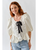 Jacquard Puffy Sleeve Bow Tie Top W/Ruffle Hem - Off White