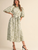 Jacquard Bubble Sleeve Button Down Midi Dress - Sage Green