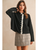 Button Front Lace Trim Knitted Cardigan - Black