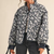 Floral Quilted Jacket with Ribbon Detail MJK3622 - navy floral