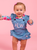 Baby Girls Light Wash Woven Flutter Overall Romper
