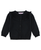 Girls Black Sweater Knit Ruffle Trim Cardigan - Black