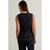 Button Front Sleeveless Denim Top - Washed Black
