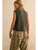 Tie Front Cable Knitted Vest - Olive