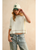 Stitch Effect Detail Short Sleeve Top - Brown