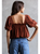 PUFF Sleeve Babydoll Top - Rust Floral