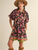 Collared Button Down Floral Mini Dress - BLACK MULTI