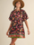 Collared Button Down Floral Mini Dress - BLACK MULTI
