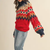 Mock Neck Fair Isle Fringe Sleeve Sweater