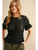 Short Sleeve Lace Blouse - BLACK